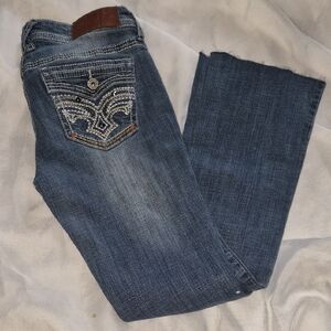 Hydraulic Blue Straight Leg Jeans with Embellished Pockets Miss Size 3/4